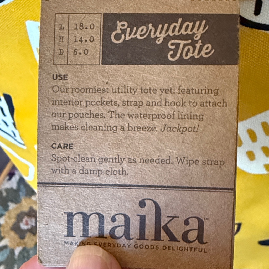 Maika Mustard Yellow Patterned Canvas Tote Bag With Brown Handles — image 3 of 8